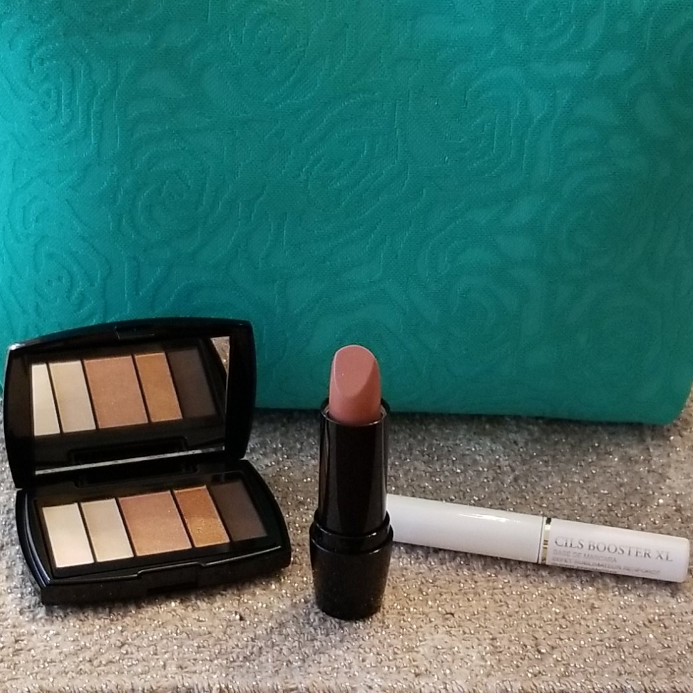 Brand new Lancome shadow, bag, lipstick & booster